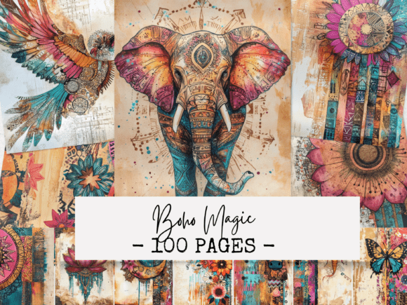Download Boho Magic Junk Journal Papers - Junk journal Collection