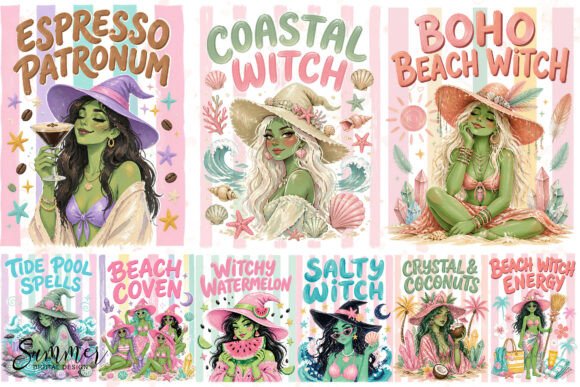 Download Coastal Witch Striped Summerween PNG - Premium Bundle