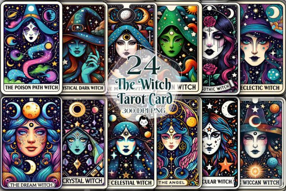 Download Witch Tarot Cards Sublimation Clipart - Witch Collection