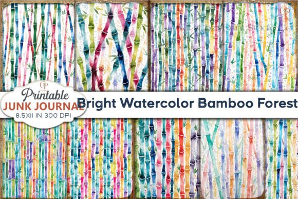 Download Bright Watercolor Bamboo Junk Journal - Junk journal Collection