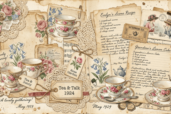 Download Vintage Sewing Collage Junk Journal Page - Junk journal Collection
