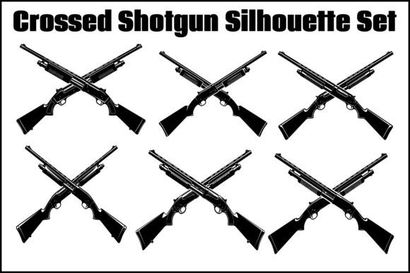 Download Crossed Shotgun Silhouette Set - Shotgun Collection